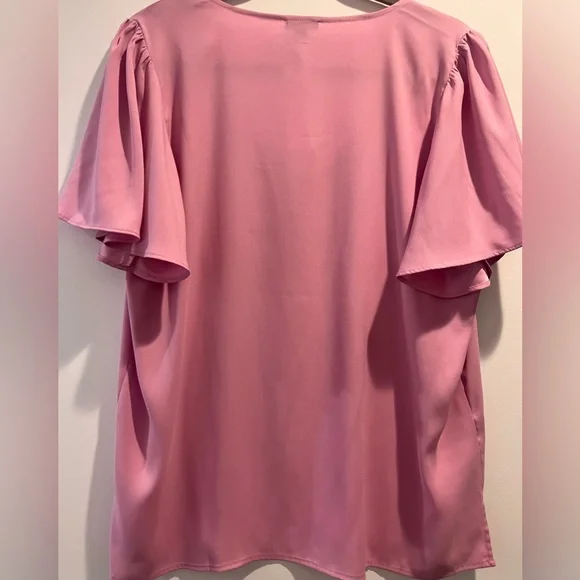 Ann Taylor silk blouse, flowy sleeves, pink color. size L - Picture 2 of 3